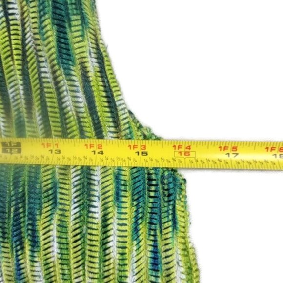 Chicos Dress Size 1 M 8 Green Blue Chevron Handkerchief Hem Sleeveless Knotted - Picture 8 of 9